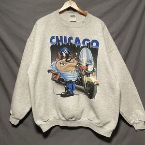 Vintage Warner Bros 2000 Looney Tunes Tasmanian Devil Chicago Sweatshirt 2XL